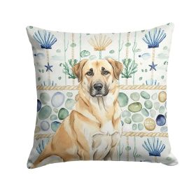 Anatolian Shepherd Dog Coastal Sea Glass Throw Pillow Decorative Indoor Outdoor Accent Cushion for Couch, Bed or Patio, 14Hx14W