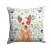 Red Heeler Australian Cattle Dog Coastal Sea Glass Throw Pillow Decorative Indoor Outdoor Accent Cushion for Couch, Bed or Patio, 18Hx18W