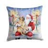 Mastiff with Santa Claus Throw Pillow Decorative Indoor Outdoor Accent Cushion for Couch, Bed or Patio, 14Hx14W