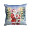 Dalmatian with Santa Claus Throw Pillow Decorative Indoor Outdoor Accent Cushion for Couch, Bed or Patio, 14Hx14W