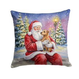 Norfolk Terrier with Santa Claus Throw Pillow Decorative Indoor Outdoor Accent Cushion for Couch, Bed or Patio, 14Hx14W