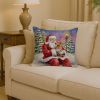 Norfolk Terrier with Santa Claus Throw Pillow Decorative Indoor Outdoor Accent Cushion for Couch, Bed or Patio, 14Hx14W
