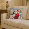 Manchester Terrier with Santa Claus Throw Pillow Decorative Indoor Outdoor Accent Cushion for Couch, Bed or Patio, 14Hx14W