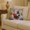 Newfoundland with Santa Claus Throw Pillow Decorative Indoor Outdoor Accent Cushion for Couch, Bed or Patio, 14Hx14W