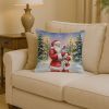 Dalmatian with Santa Claus Throw Pillow Decorative Indoor Outdoor Accent Cushion for Couch, Bed or Patio, 14Hx14W