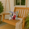 Manchester Terrier with Santa Claus Throw Pillow Decorative Indoor Outdoor Accent Cushion for Couch, Bed or Patio, 14Hx14W