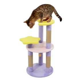 29" Moon & Star Cat Tree With 4 Levels, Jute Scratching Posts & Anti-Tipping Device For Kittens & Adults-Purple (Option: defaulttitle)