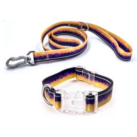 Adjustable High - quality Reflective print leash set  Durable Waterproof No - tangle Night walks Morning jogs Camping adventures Beach outings (Color: dusk, size: M)